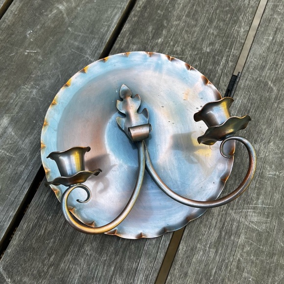Vtg Gregorian Copper Candle Sconce Wall Hanging Hand Hammered 409 Crown Signed - Picture 2 of 10